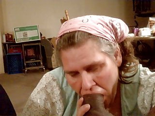 Granny sucking cock